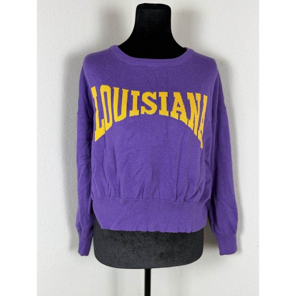 Le Lis Collection Purple LSU Sweater Women’s XS Purple & Gold Knit Pullover